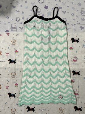 Cotton Wavy Crochet Mini Camisole Dress Casablanca